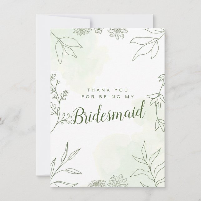 Thank You for Being My Bridesmaid Wedding Card (Front)