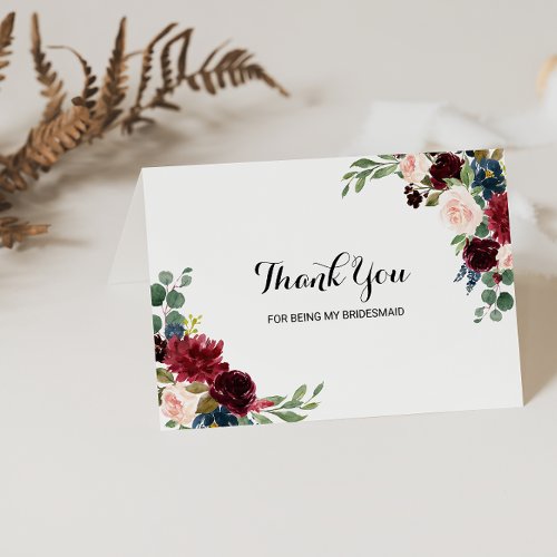Thank You For Being My Bridesmaid Wedding Card