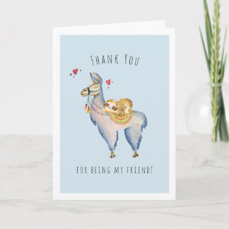 Thank You For Being My Friend | Llama Sloth Card