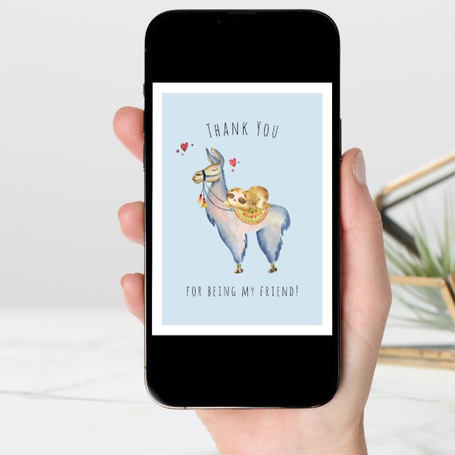 Thank You For Being My Friend | Llama Sloth Card (Front Digital)
