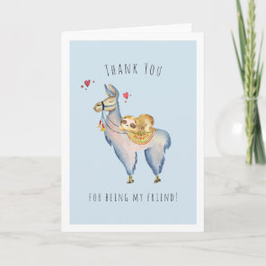 Thank You For Being My Friend | Llama Sloth Card
