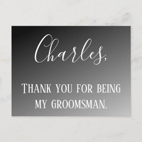 Thank You for being my Groomsman Postcard