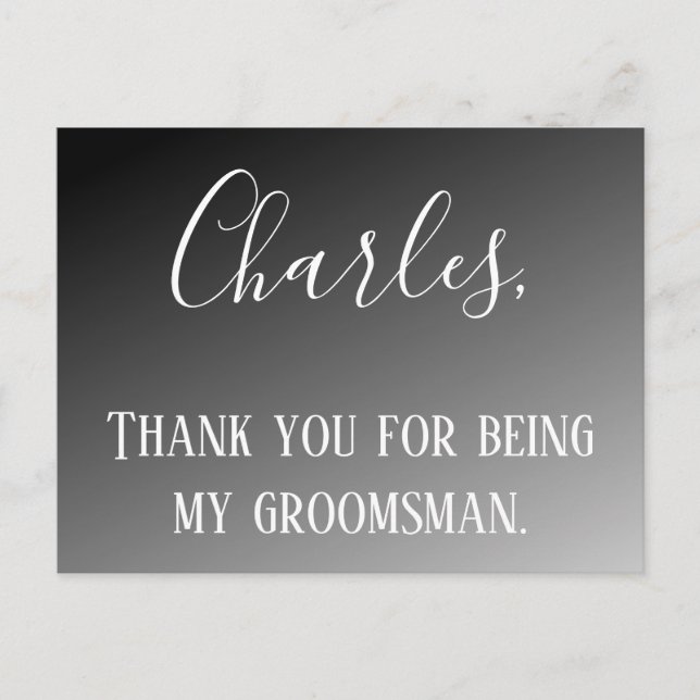Thank You for being my Groomsman Postcard (Front)