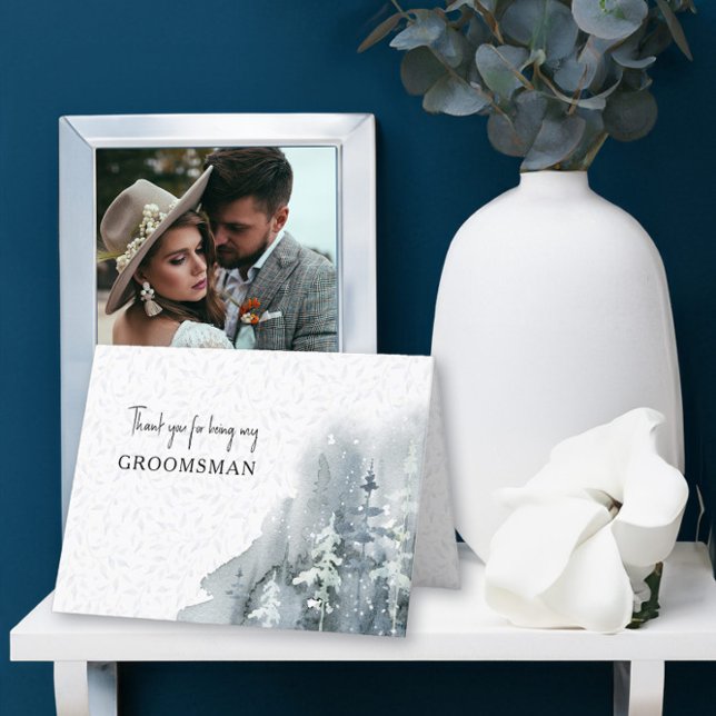 Thank You for being my Groomsman Snow Forest (Wedding Party thank you card from the Snow Forest wedding collection by Darling & May)
