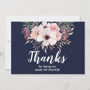 Thank You For Being My Maid Of Honor Card   Floral