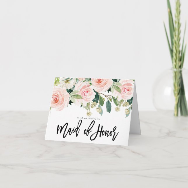 thank you for being my maid of honor card floral (Front)