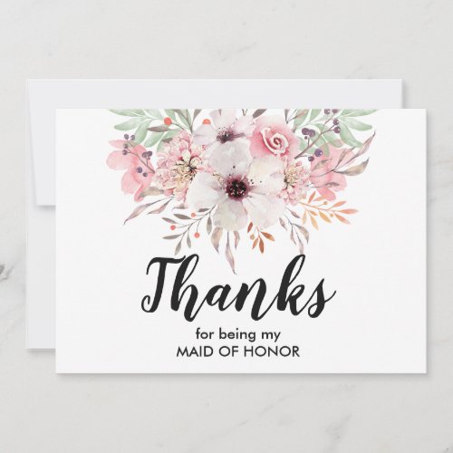 Thank You For Being My Maid Of Honor Card  Floral