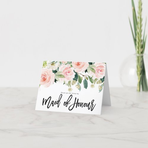 thank you for being my maid of honor card floral
