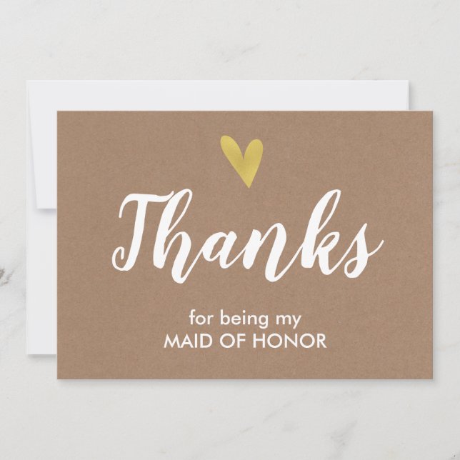 Thank You For Being My Maid Of Honor Card | Kraft (Front)