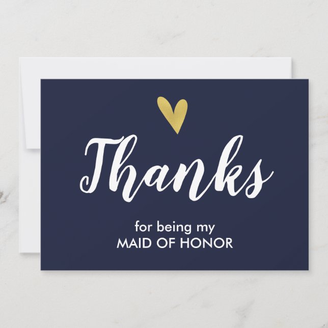 Thank You For Being My Maid Of Honor Card | Navy (Front)