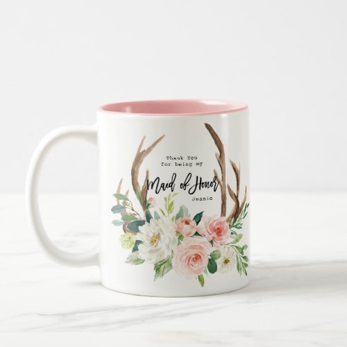 thank you for being my maid of honor floral mug