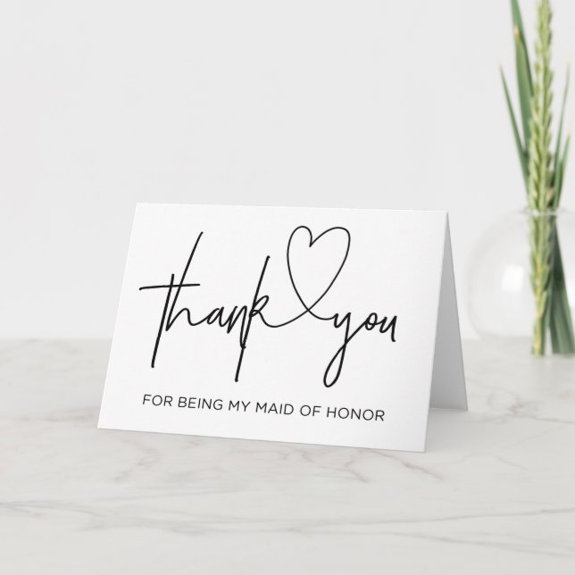 Thank You For Being My Maid of Honor Wedding Card (Front)