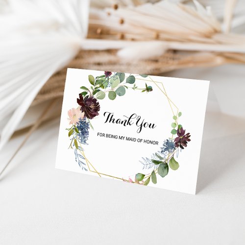 Thank You For Being My Maid of Honor Wedding Card