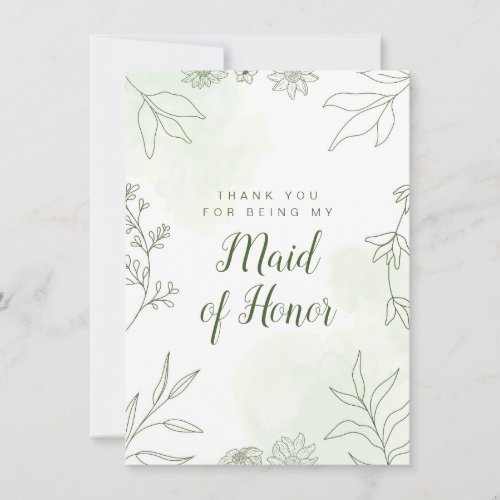 Thank You for Being My Maid of Honor Wedding Card