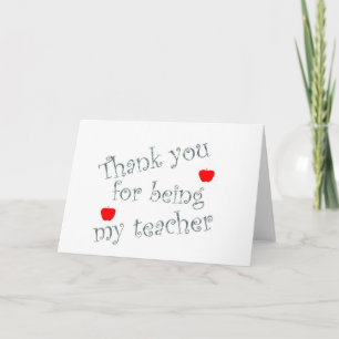 Thank You for Being My Teacher Appreciation Apple Card