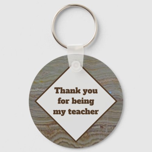 Thank You For Being My Teacher Brown Green Onyx Keychain