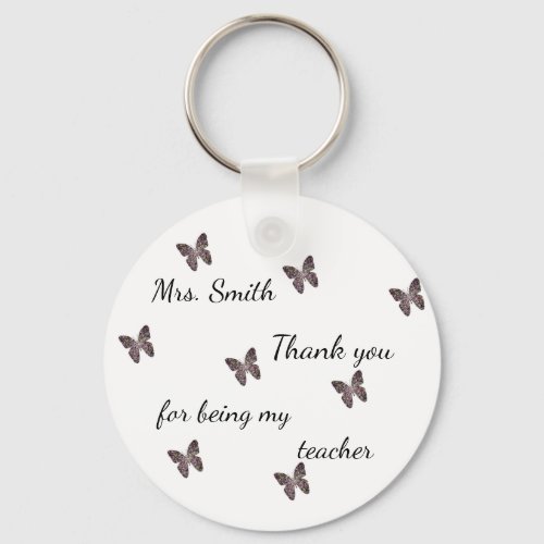 Thank you for Being My Teacher Mosaic Butterfly Keychain