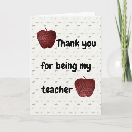 Thank You For Being My Teacher Mosaic Red Apples