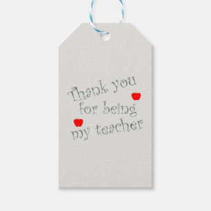 Thank You for Being My Teacher Red Apples Gift Tags