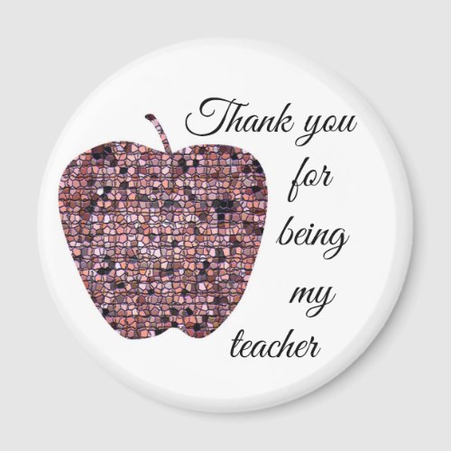 Thank You For Being My Teacher Red Mosaic Appple Magnet