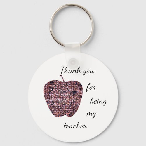 Thank You For Being My Teacher Stained Glass Apple Keychain