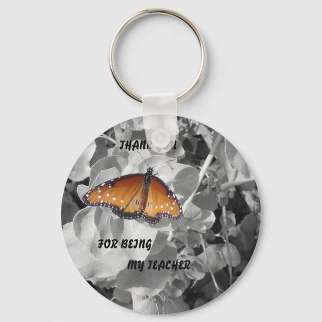 Thank you for being my teacher with monarch keychain (Front)