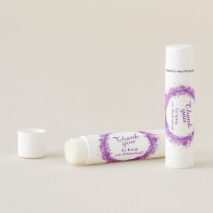 Thank you for being our bridesmaid purple wreath lip balm