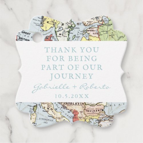 Thank You For Being Part of Journey Vintage Map Favor Tags