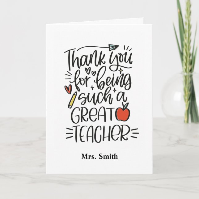 Thank You for Being Such a Great Teacher Card (Front)