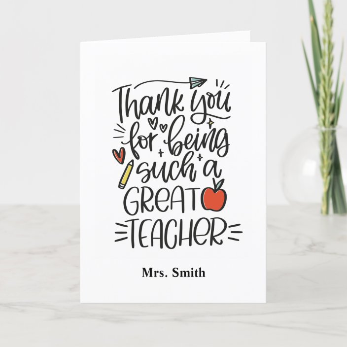 Thank You For Being Such A Great Teacher Card 