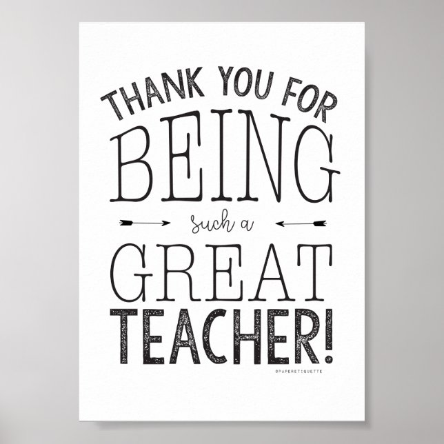 Thank You For Being Such A Great Teacher Poster (Front)