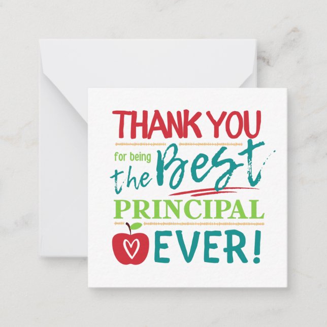Thank You for Being the Best Principal Ever Note Card (Front)