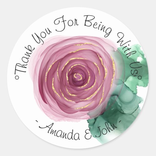Thank You For Being With Us Name Wedding Favor Classic Round Sticker