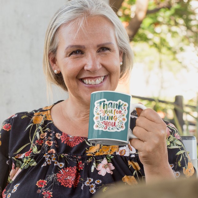 Thank You For Being You Mug (Show your gratitude with this beautiful watercolor floral, "Thank you for being you" mug! )