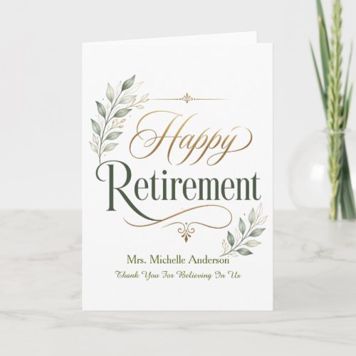 Thank You For Believing In Us Personalized Name Card