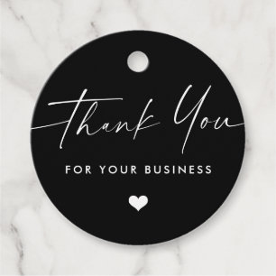 Thank you for business script heart black hang tag