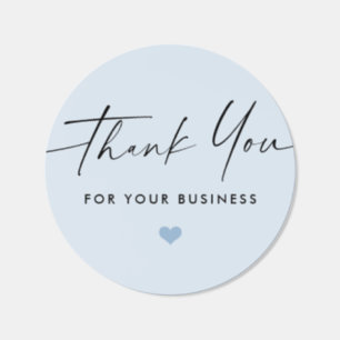 Thank you for business script heart dusty blue classic round sticker