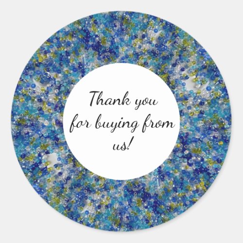 Thank You For Buying From Us Blue Beads Classic Round Sticker