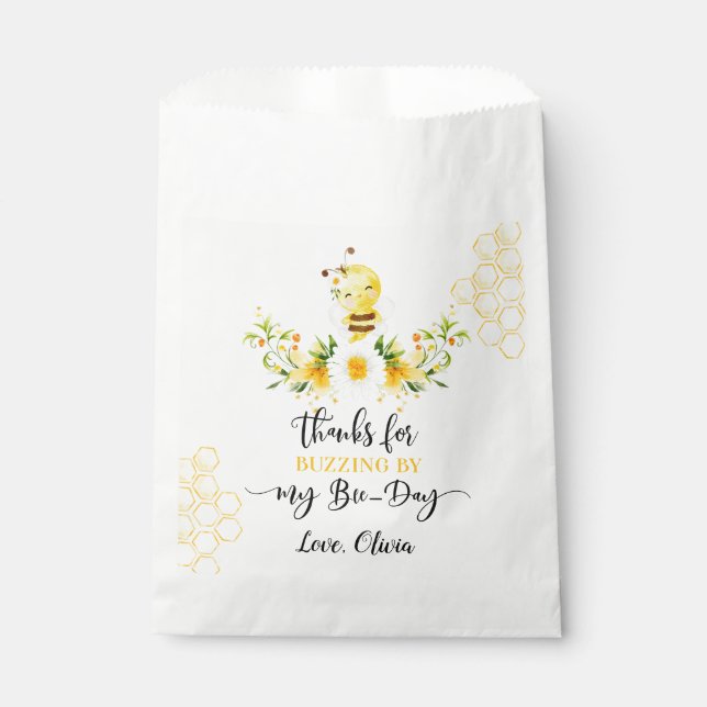 Thank you for buzzing by my bee day cute favor bag (Front)