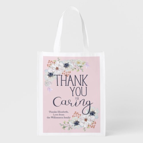 Thank You For Caring Floral Appreciation Grocery Bag