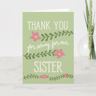 Thank You for Caring for Our Sister Card