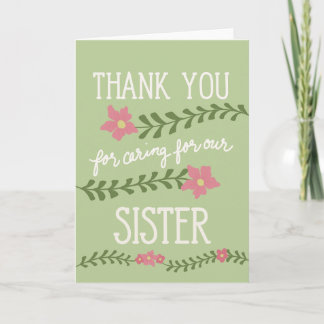 Thank You for Caring for Our Sister Card