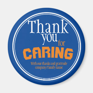 Thank You for Caring Typography Blue Magnet