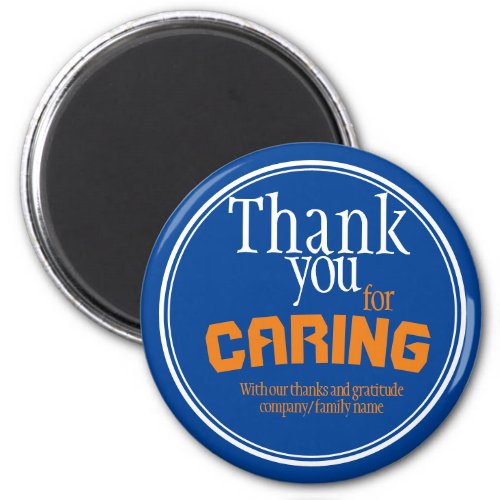 Thank You for Caring Typography Blue Magnet