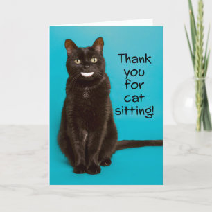 Thank You for Cat Black Cat WIth Human Teeth Humor Holiday Card