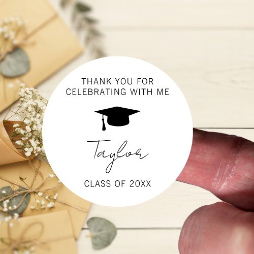 Thank You For Celebrating Graduation Party Favor Classic Round Sticker