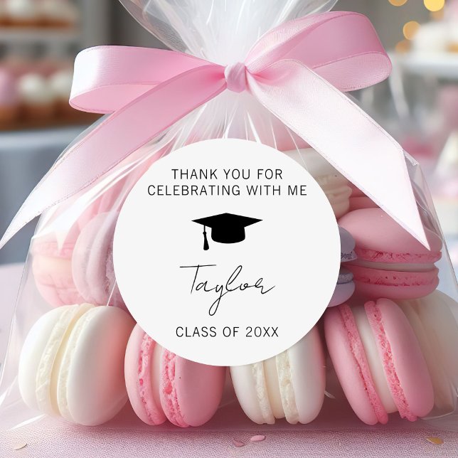 Thank You For Celebrating Graduation Party Favor Classic Round Sticker (Creator Uploaded)