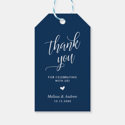 Thank you for celebrating Navy Blue Wedding Gift Tags