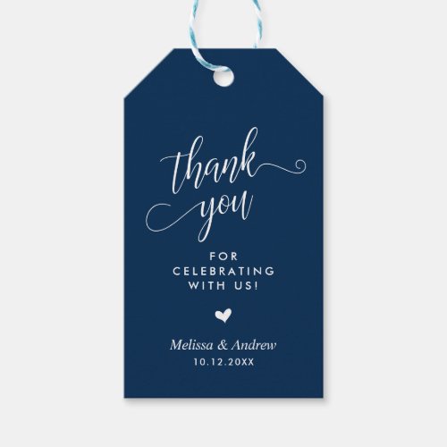 Thank you for celebrating Navy Blue Wedding Gift Tags