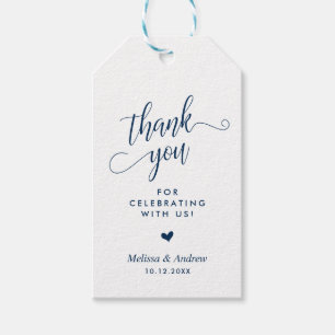 Thank you for celebrating, Navy Blue, Wedding Gift Tags
